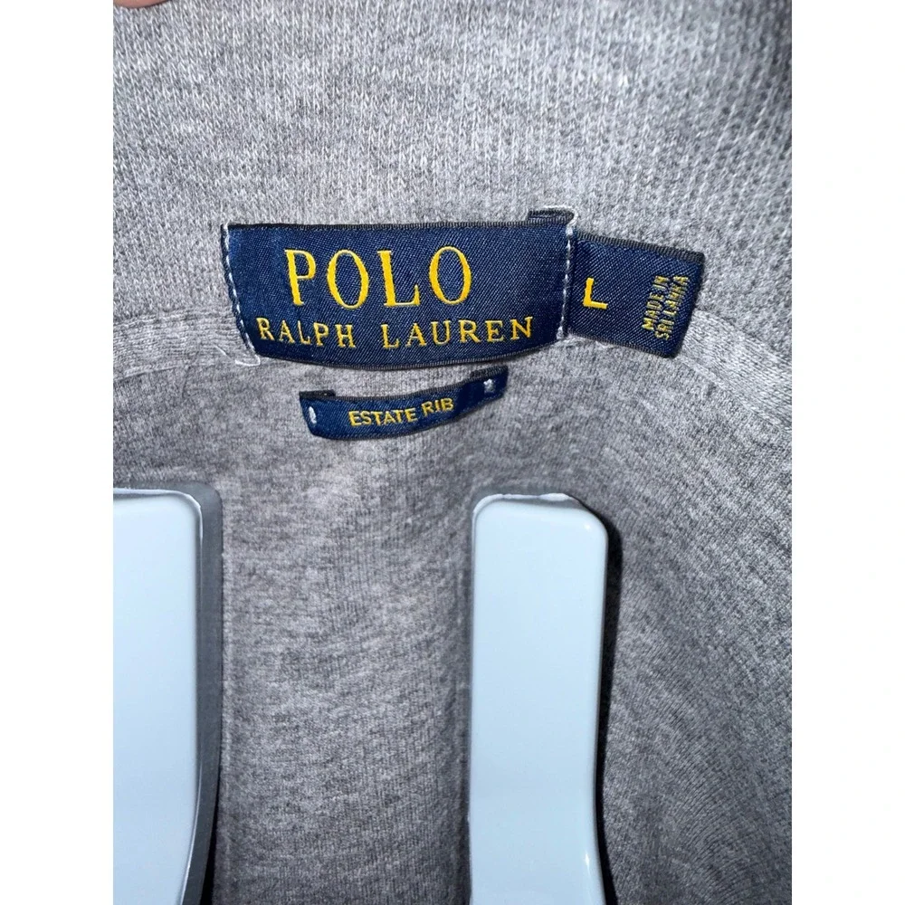 Polo Ralph Lauren Mens Estate Rib Quarter Zip Pullover Sweater Heather Grey L